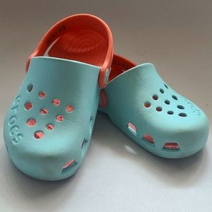 Girls Crocs Pink and Teal